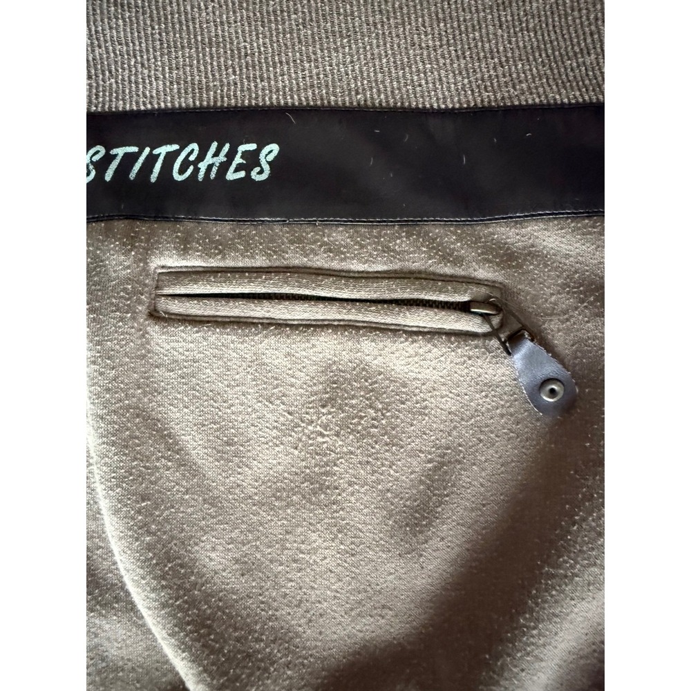 Original Stitches Vintage 90s Sweatshirt Streetwear Taupe Fleece Large Zipper - Picture 4 of 9
